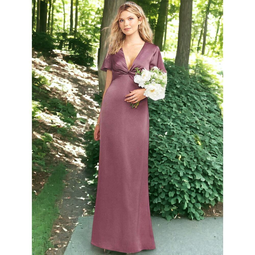 NWT - Show Me Your Mumu Rome Twist Gown in Dusty Plum Luxe Satin Size: XS